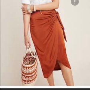 Maeve by Anthropologie Rust Colored Wrap Skirt sz Medium